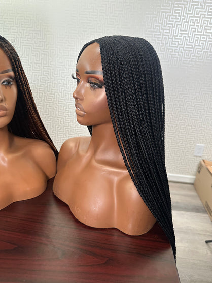 Middle part cornrow braided wig