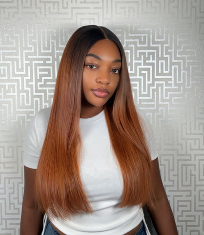 Chestnut brown straight wig